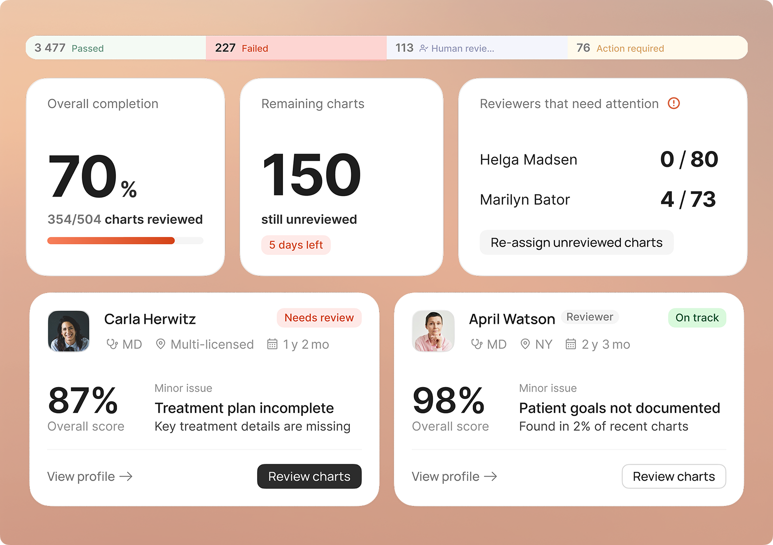 AI Chart Reviewer dashboard